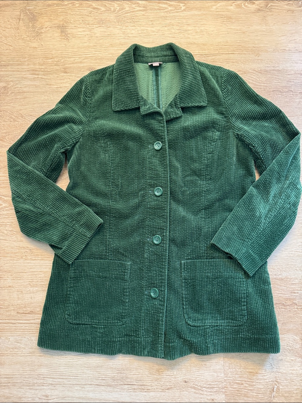Vintage Green Corduroy Button-Front Women's Jacket